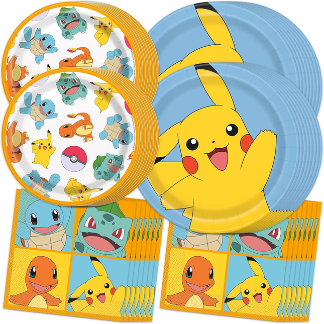 Pokemon Plates and Napkins Set - Serves 16 Guests