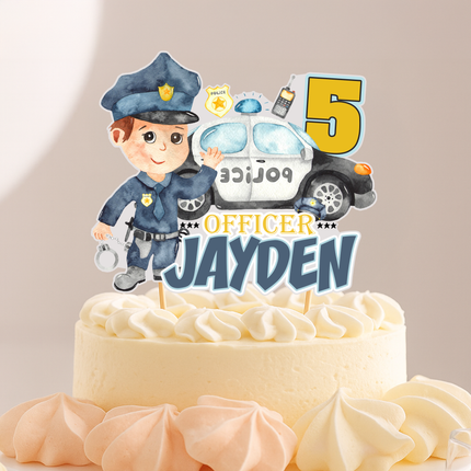 Police Birthday CardStock Cake Topper 7"