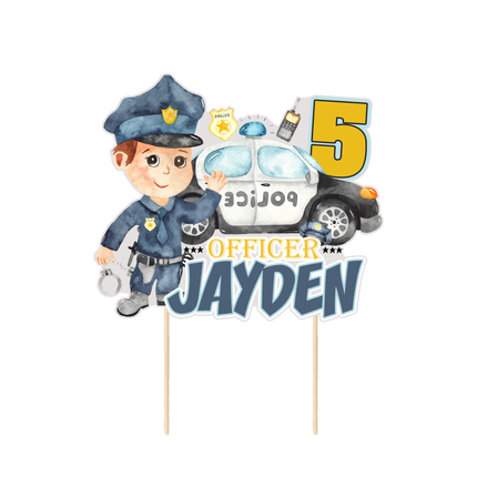 Police Birthday CardStock Cake Topper 7"