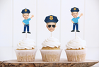 Police Officer Cupcake Toppers – 10 ct Police Birthday Party Decorations
