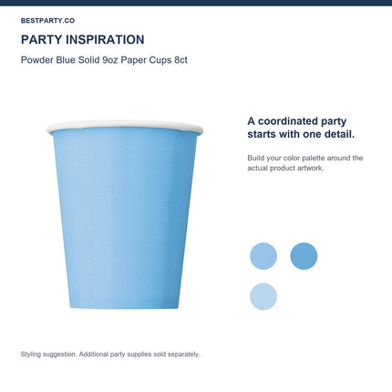 Powder Blue Solid 9oz Paper Cups 8ct — color coordination idea