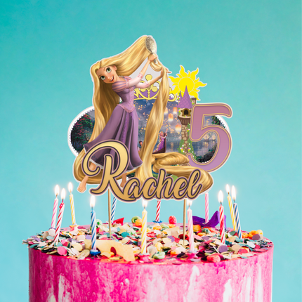 Princess Rapunzel Birthday CardStock Cake Topper 7"
