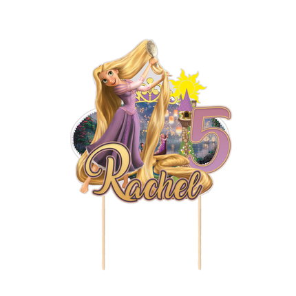 Princess Rapunzel Birthday CardStock Cake Topper 7"