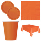Pumpkin Orange Solid Coordinated Party Supplies Set for 16 Guests - set overview
