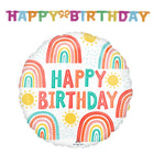 Rainbow Birthday Banner and Foil Balloon Set - set overview