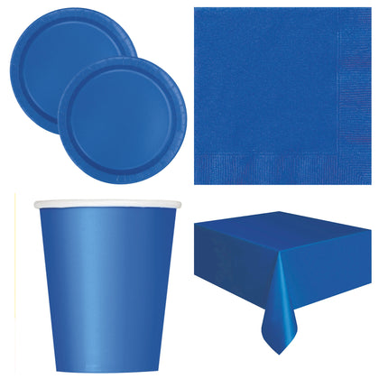 Royal Blue Solid Coordinated Party Supplies Set for 16 Guests - set overview