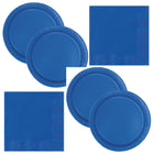 Royal Blue Solid Dinner Plates and Napkins Set for 32 Guests - set overview