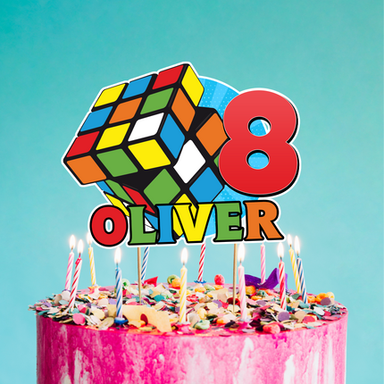 Rubik Birthday CardStock Cake Topper 7"