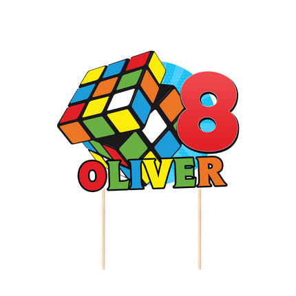 Rubik Birthday CardStock Cake Topper 7"