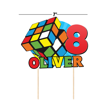 Rubik Birthday CardStock Cake Topper 7"