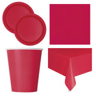 Ruby Red Solid Coordinated Party Supplies Set for 16 Guests - set overview