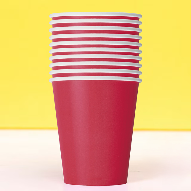 Ruby Red Solid 9oz Paper Cups, 14ct