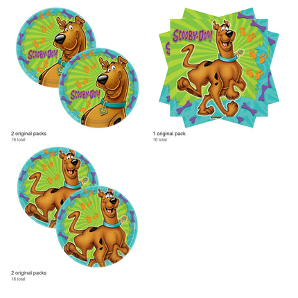 Scooby-Doo Coordinated Party Supplies Set for 16 Guests - included packs and quantities