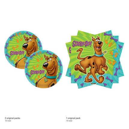 Scooby-Doo Dinner Plates and Napkins Set for 16 Guests - included packs and quantities