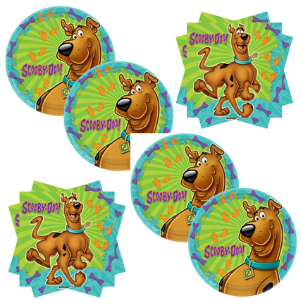 Scooby-Doo Dinner Plates and Napkins Set for 16 Guests - set overview