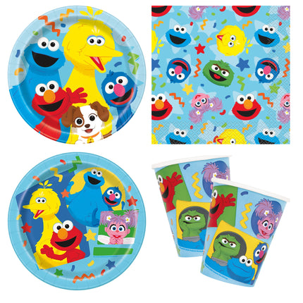 Sesame Street Coordinated Party Supplies Set for 16 Guests - set overview