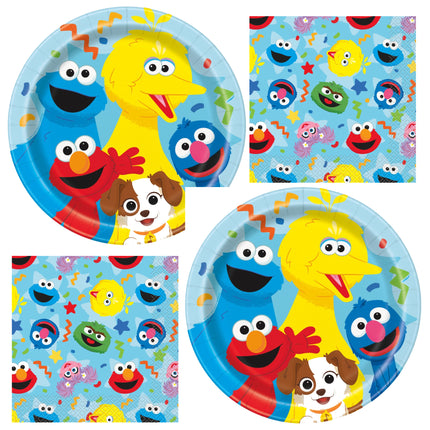 Sesame Street Dinner Plates and Napkins Set for 32 Guests - set overview