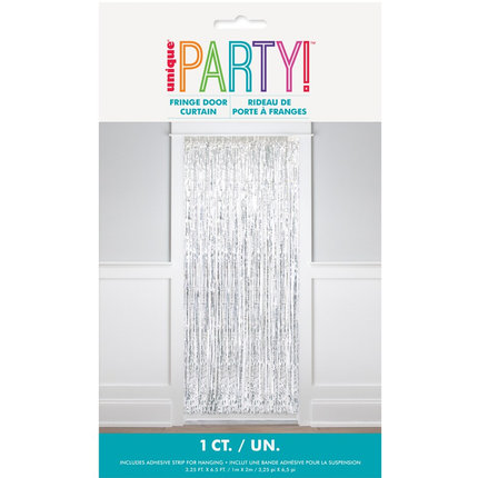 Silver Metallic Fringe Door Curtain, 3.25 ft x 6.5 ft