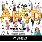 Sing 2 Alphabet Letters Clipart PNG Bundle Instant Download