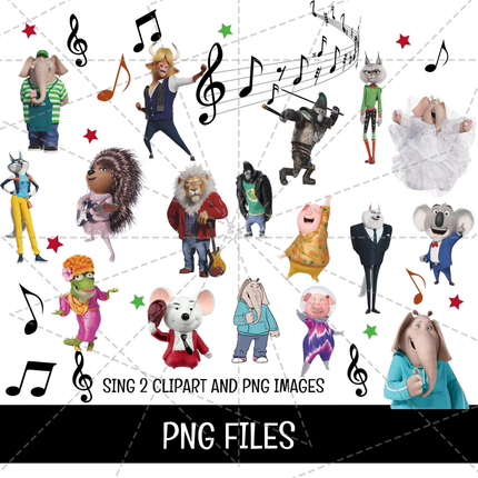 Sing 2 Alphabet Letters Clipart PNG Bundle Instant Download