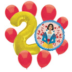Snow White 2nd birthday set main: number 2 foil, themed foil and 8 matching latex balloons
