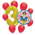 Snow White 3rd birthday set main: number 3 foil, themed foil and 8 matching latex balloons