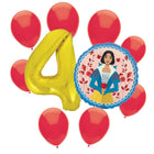 Snow White 4th birthday set main: number 4 foil, themed foil and 8 matching latex balloons