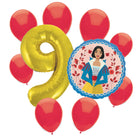 Snow White 9th birthday set main: number 9 foil, themed foil and 8 matching latex balloons
