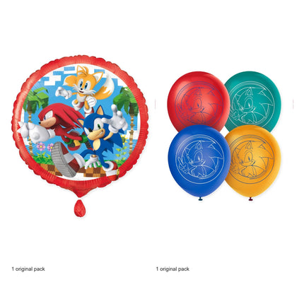 Sonic Balloon Bundle - 1 Foil and 8 Latex Balloons - original package contents