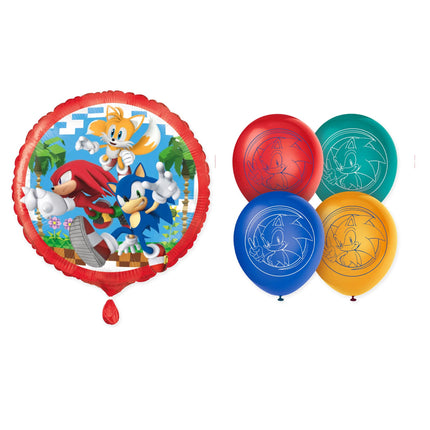 Sonic Balloon Bundle - 1 Foil and 8 Latex Balloons - coordinated party set