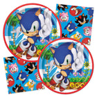 Sonic the Hedgehog Plates and Napkins Set for 16 Guests — coordinating plate and napkin designs