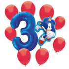 Sonic the Hedgehog 3rd birthday set main: number 3 foil, themed foil and 8 matching latex balloons