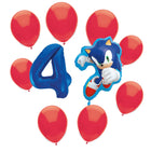 Sonic the Hedgehog 4th birthday set main: number 4 foil, themed foil and 8 matching latex balloons
