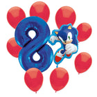 Sonic the Hedgehog 8th birthday set main: number 8 foil, themed foil and 8 matching latex balloons