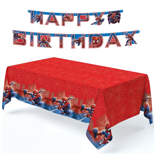 Spiderman Tablecloth and Spiderman Birthday Banner