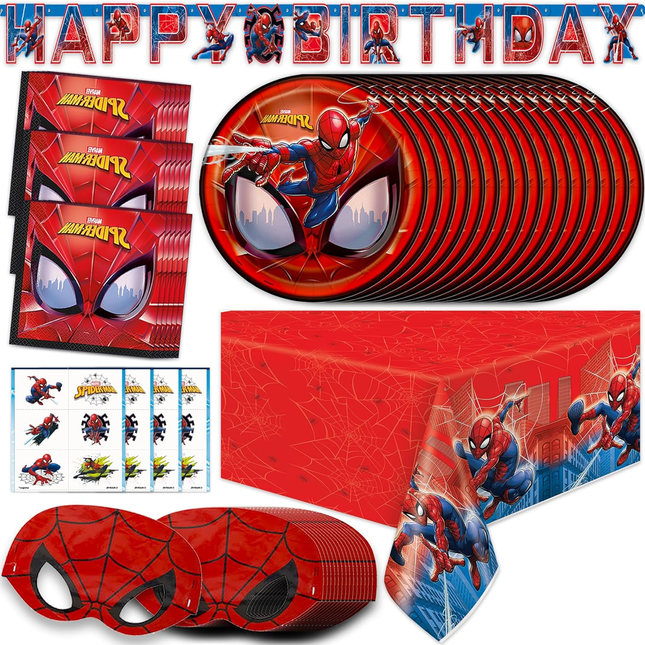 Spiderman Birthday Decorations and Party Supplies – Serves 16 Guests
