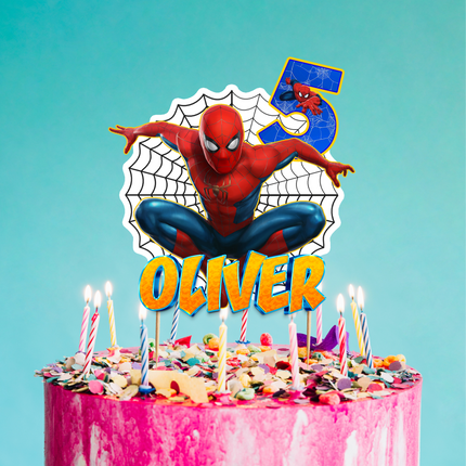 Spiderman Birthday CardStock Cake Topper 7"