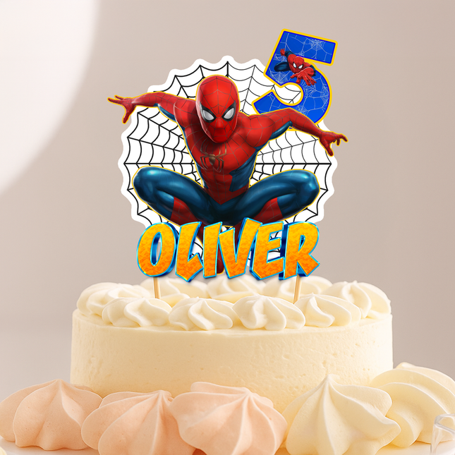 Spiderman Birthday CardStock Cake Topper 7"