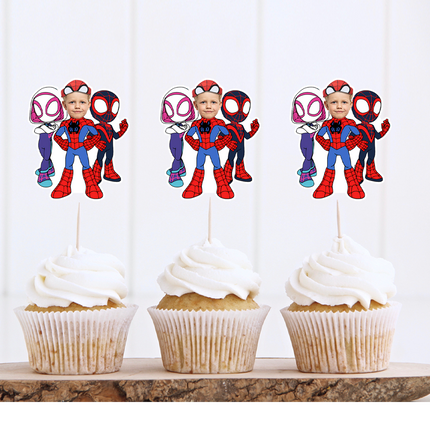 Spidey And Amazing Friends Face Personalised Cupcake Toppers 10 ct