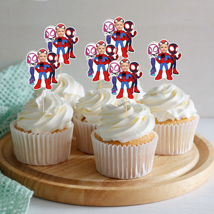 Spidey And Amazing Friends Face Personalised Cupcake Toppers 10 ct