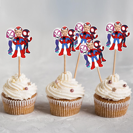 Spidey And Amazing Friends Face Personalised Cupcake Toppers 10 ct