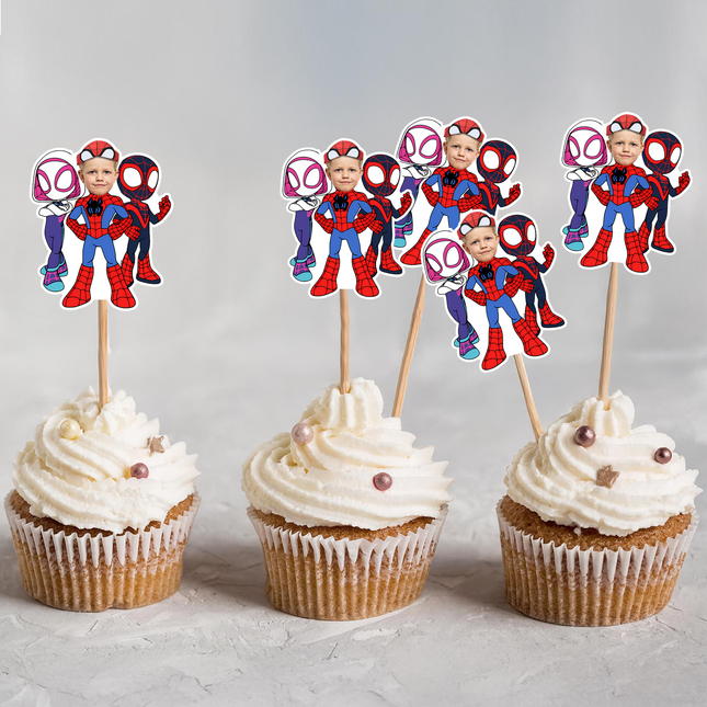 Spidey And Amazing Friends Face Personalised Cupcake Toppers 10 ct