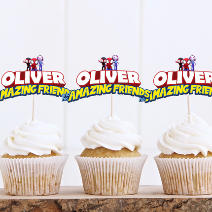 Spidey and his Amazing Friends Custom Name Cupcake Toppers 10 ct