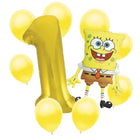SpongeBob 1st birthday set main: number 1 foil, themed foil and 8 matching latex balloons