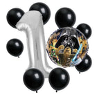 Star Wars 1st birthday set main: number 1 foil, themed foil and 8 matching latex balloons