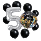 Star Wars 5th birthday set main: number 5 foil, themed foil and 8 matching latex balloons