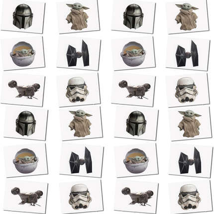 Star Wars The Mandalorian Temporary Tattoos – 4 Sheets, 24 Tattoos