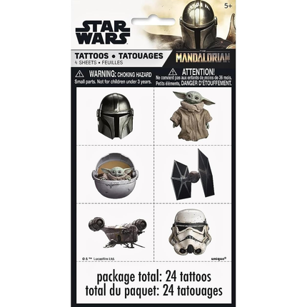 Star Wars The Mandalorian Temporary Tattoos – 4 Sheets, 24 Tattoos