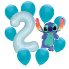 Stitch 2nd birthday set main: number 2 foil, themed foil and 8 matching latex balloons