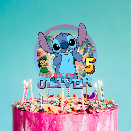 Stitch Birthday CardStock Cake Topper 7"